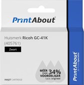 PrintAbout huismerk Inktcartridge GC-41K (405761) Zwart geschikt voor Ricoh