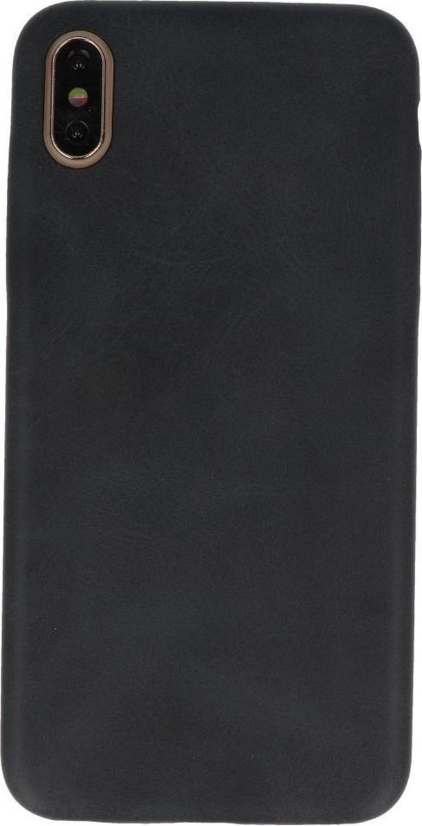 Leder Design Backcover voor iPhone Xs Max Zwart