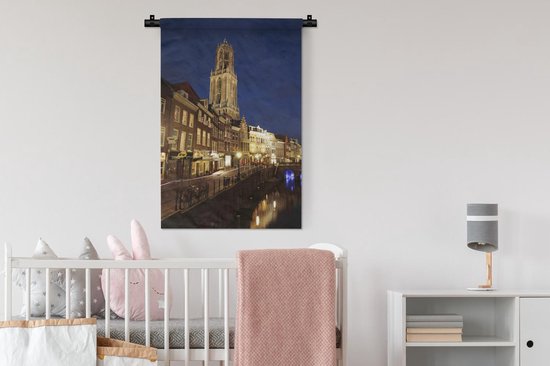 Tapisserie Utrecht - La Tour Dom et l'ancien canal d'Utrecht aux Nederland Tapisserie en coton 60x90 cm - Tapisserie avec photo