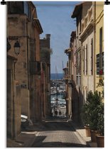 Wandkleed Straten - Smalle straat in Cassis Wandkleed katoen 90x135 cm - Wandtapijt met foto
