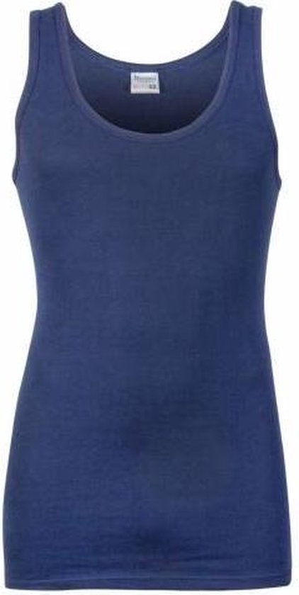 Donkerblauw, nauwsluitend heren singlet.