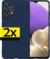 Samsung A32 5G Hoesje Siliconen - Samsung Galaxy A32 5G Case - Samsung A32 5G Hoes Donkerblauw - 2 Stuks