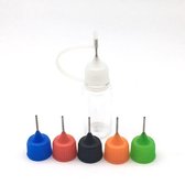 5 Stuks 30ml Plastic Flesjes voor Vloeistof Hobby of Knutselen – Multicolor Dop – Dunne Naald