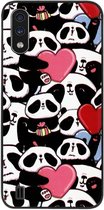 ADEL Siliconen Back Cover Softcase Hoesje Geschikt voor Samsung Galaxy A01 - Panda Hartjes