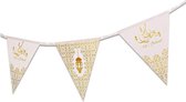 Eid Mubarak thema papieren vlaggenlijn/slinger wit/goud 3 meter - Suikerfeest/Offerfeest versieringen/decoraties