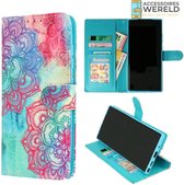 Bookcase Mandala Turquoise Roze - Samsung Galaxy A72 4G / A72 5G - Portemonnee hoesje