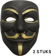 2 x Black V for Vendetta Guy Fawkes Anonymous Anon Mask Maskers Zwart (2 stuks) Volwassenen