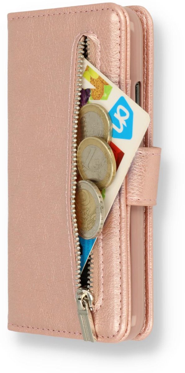 HB Hoesje Geschikt voor Samsung Galaxy S20 Ultra - Luxe Kunstlederen Portemonnee Book Case met Rits - Roségoud op Prijzenvolger.com