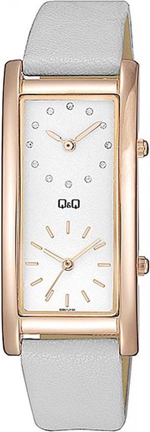 Q&Q rechthoekige dames horloge grijs /rosekleurig QB61J101Y