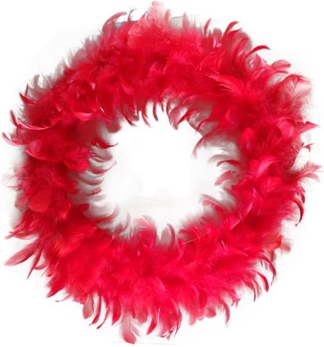 Veren krans rood 30 cm - Decoratie thema feest festival party versiering carnaval huwelijk