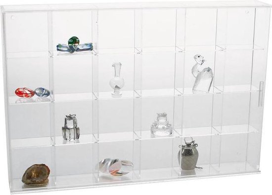 SAFE Acrylglas vitrine kast met 24 vakken van 5,5 x 5,5 x 3,5 cm - vitrine:  35 x 24 x... | bol.com