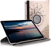 kwmobile hoes voor Huawei MediaPad M3 Lite 10 - 360 graden tablethoes - Kompas Barok design - donkerbruin / beige