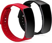 kwmobile horlogeband voor Samsung Gear fit R350 - 2x siliconen bandje in rood / zwart - Voor fitnesstracker