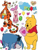 Disney muursticker Winnie de Poeh oranje, geel, blauw en roze - 600129 - 42,5 x 65 cm