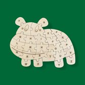 Kinder Puzzel - Hout - Nijlpaard - Puzzels - Leren - 24x19 cm - Kinderen - Puzzel - Speelgoed - Ontwikkelen - Kinderen - Kleuter - Peuter - Knutselen - Speelgoed - Jongen - Meisje