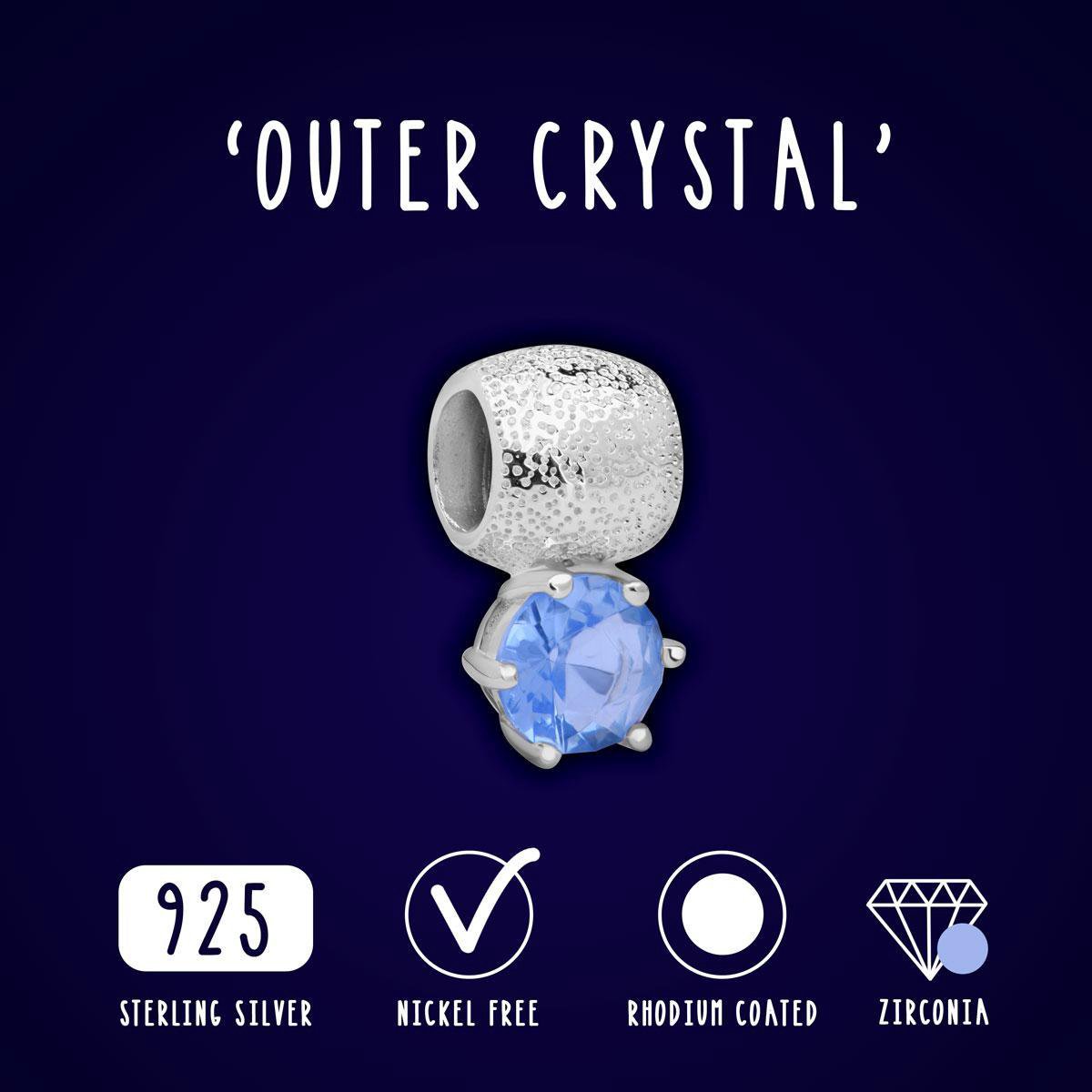 Quiges Italian Charm Modul - 9mm Edelstahl Armbandglied Mit Blauen Zirkonia