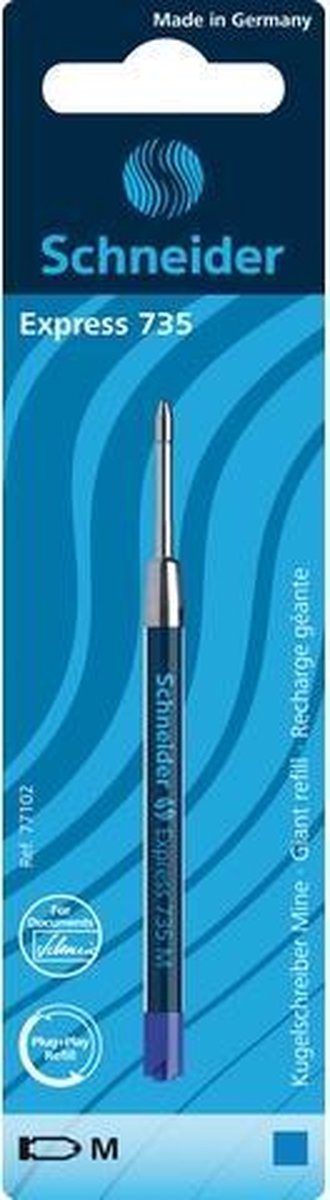 Schneider balpenvulling - Express 735 - penpunt M - blauw - S-77102