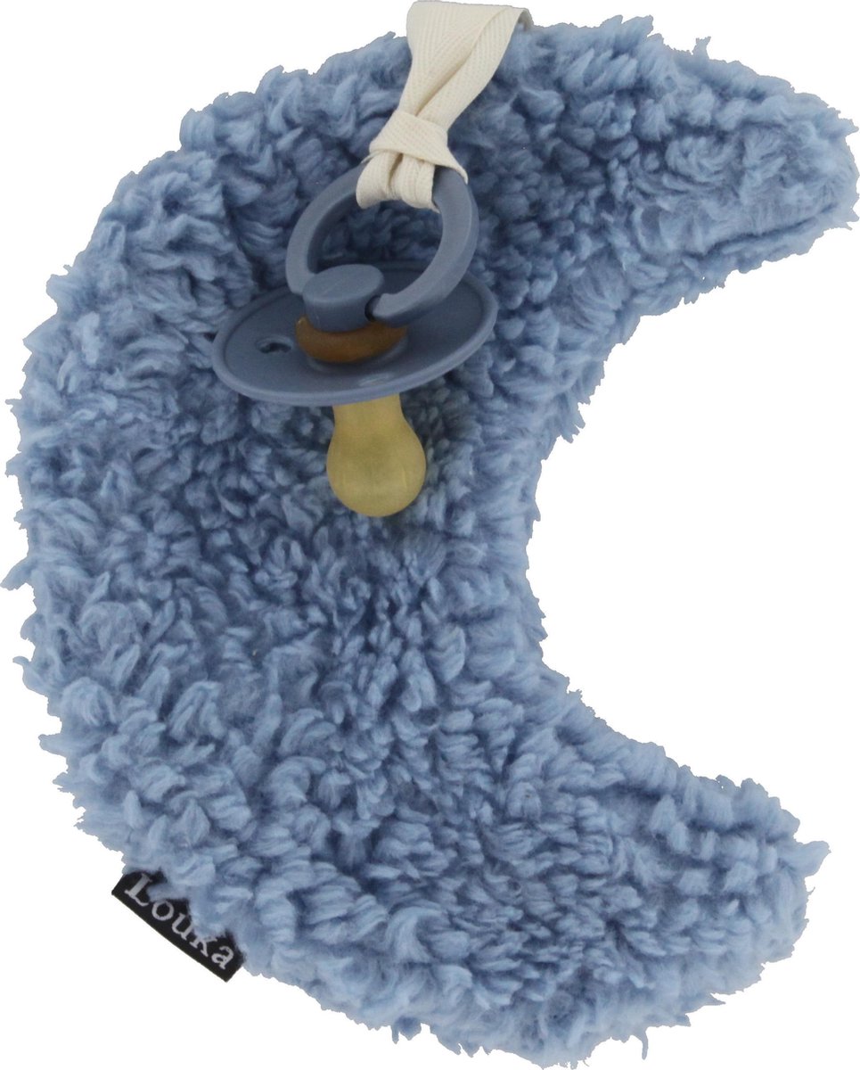 Goedkoopste Louka speendoekje maan blauw - meisje - jongen - teddy katoen - speenknuffel - excl. Bibs speen