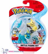 Pokémon Battle Figure Set: Vaporeon + Mimikyu + Gible (Speelfiguren) + Pokemon Charizard Sticker + Pokemon Sword & Shield Sticker | Speelgoed Speelfiguur Actiefiguur voor kinderen