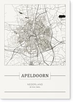 Stadskaart Apeldoorn - Plattegrond Apeldoorn - city map – Forex muurdecoratie 30 x 40 cm