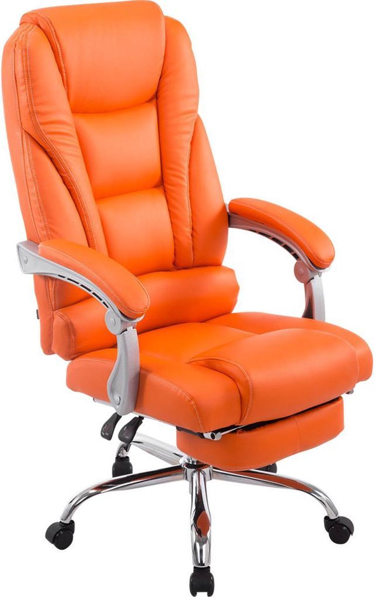 Luxe Comfort Bureaustoel Met voetensteun Kunstleer Oranje