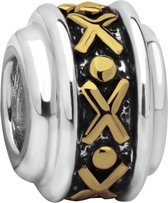 Quiges - 925 - Zilveren - Bedels -Sterling zilver - Beads - 14 Karaat Verguld Kruisjes Kraal Charm - Geschikt – voor - alle bekende merken - Armband Z360