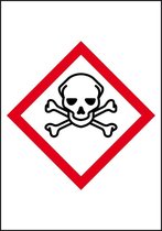 GHS06 giftige stoffen sticker, 10 per vel, rechthoek 18 x 26 mm - 10 per vel