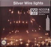 Silver wire lights 100 LEDs. 10 x 100 cm. 3 stuks