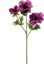 Viv! Home Luxuries Anemoon - zijden bloem - paars - 55cm - topkwaliteit