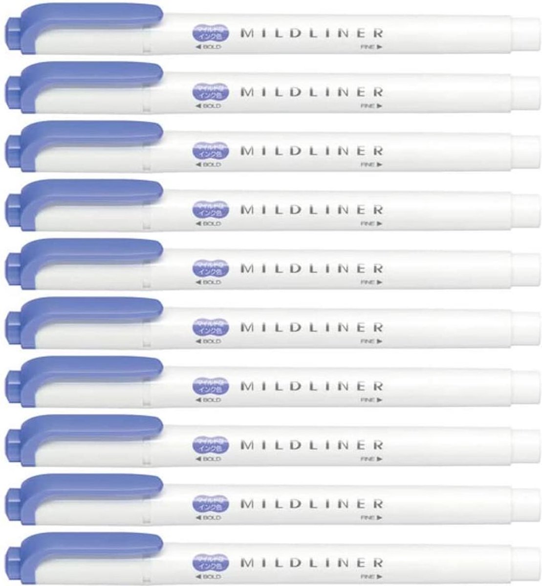 Zebra Mildliner Double-Sided Highlighter - Fine / Bold – Mild Lavendel Set van 10 + een Luxe Zipperbag - WKT7-MLV