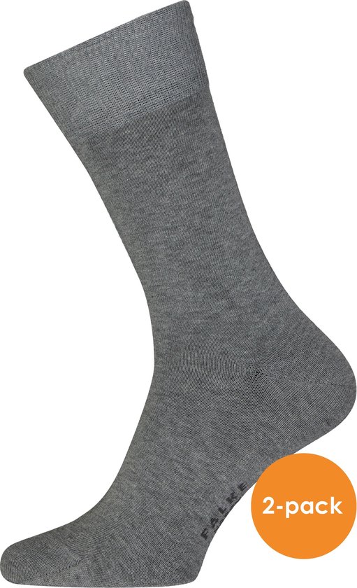 FALKE Happy herensokken (2-pack) - lichtgrijs melange (light grey melange) -  Maat: