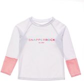 Snapper Rock - UV Rash Top voor meisjes - Long Sleeve - Coral Cuff - Wit - maat 128-134cm