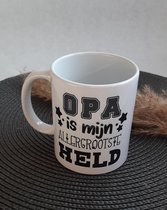 Mint11 - Mok - Opa is mijn held - Vaderdag cadeau - cadeau voor hem - kado voor hem - koffiebeker - theebeker - koffiemok - theemok