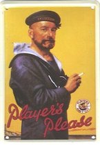 Player's Please reclame Players tabacco reclamebord 10x15 cm