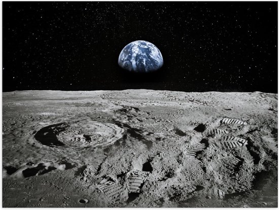 Poster - Uitzicht op de Aarde vanaf de Maan - Foto op Posterpapier