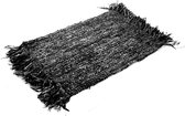 Bazar Bizar De Fringe Raffia Placemat - Rechthoekig - Zwart - Set van 4