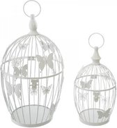 Vogelkooitjes - Witte decoratieve metalen vogelkooien - maat Small & Medium - 2 stuks