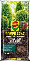 COMPO SANA Potgrond Buxus & Ilex - incl. meststof 100 dagen lange werking - ook voor groenblijvende planten - zak 20L