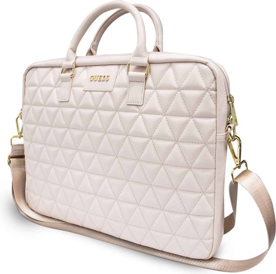 Foto: Guess quilted laptop bag geschikt voor alle laptops tot 15 inch roze