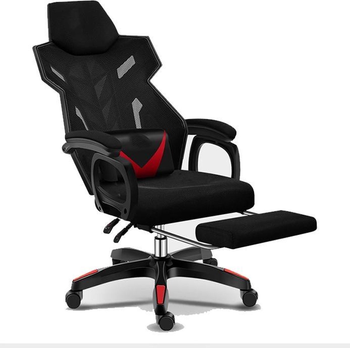Game Stoel RaptorX Kazaxl - Gamestoel - Zwart - Rood - Gaming Chair - Met voetsteun - Bureaustoel