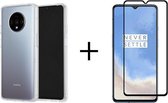 Oneplus 7T hoesje siliconen case transparant - Full Cover - 1x Oneplus 7T screenprotector screen protector