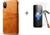 GSMNed –PU Leren Card Case iPhone XR Bruin  – hoogwaardig leren Card Case Bruin – Card Case iPhone XR Bruin – Card Case voor iPhone Bruin – Pasjeshouder – met screenprotector iPhon