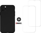 BMAX Telefoonhoesje voor iPhone 11 Pro Max - Siliconen hardcase hoesje zwart - Met 2 screenprotectors