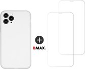 BMAX Telefoonhoesje voor iPhone 11 Pro Max - Siliconen hardcase hoesje wit - Met 2 screenprotectors