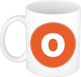 Mok / beker met de letter O oranje bedrukking voor het maken van een naam / woord - koffiebeker / koffiemok - namen beker