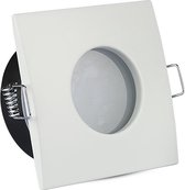 Spot Armatuur GU10 - Igna - Waterdicht IP65 - Inbouw Vierkant - Mat Wit Aluminium/Glas - 82mm