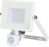 SAMSUNG - LED Bouwlamp 30 Watt met Sensor - LED Schijnwerper - Vorin Dana - Warm Wit 3000K - Mat Wit - Aluminium