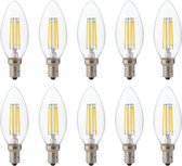 LED Lamp 10 Pack - Kaarslamp - Filament - E14 Fitting - 4W Dimbaar - Warm Wit 2700K