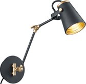 LED Wandlamp - Wandverlichting - Trinon Edwy - E14 Fitting - Rond - Mat Zwart - Aluminium