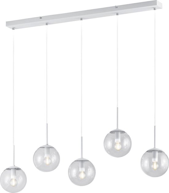 LED Hanglamp – Trinon Balina – E14 Fitting – 5-lichts – Rechthoek – Mat Wit – Aluminium